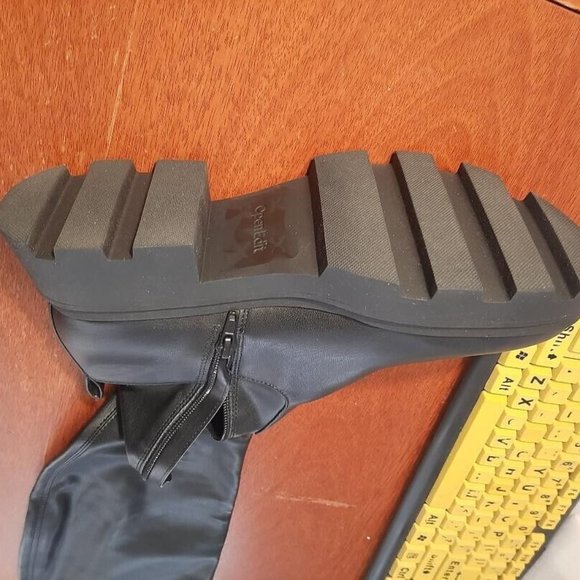 NEW ! Open Edit Over Knee High Boot Platform Heel Wide Calf Black Size 7/7.5/8 - Picture 3 of 5